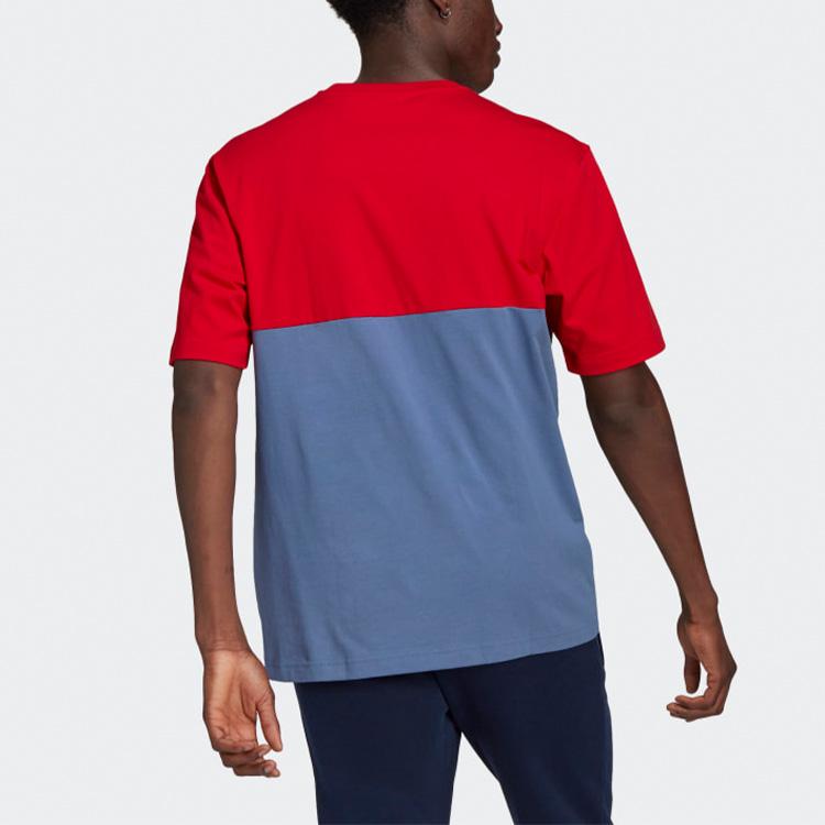 Adidas Originals Trefoil Brodert Logo Kontrast Rund Hals Kort Erm T-skjorte Herre Topper Blå GN3503