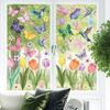 AOWDIAO Spring Window Clings - 83 Pcs Watercolor Flower, Butterfly, Hummingbird, Mushroom, Tulip Glass Stickers - Reble Double-Sided Window Decor for