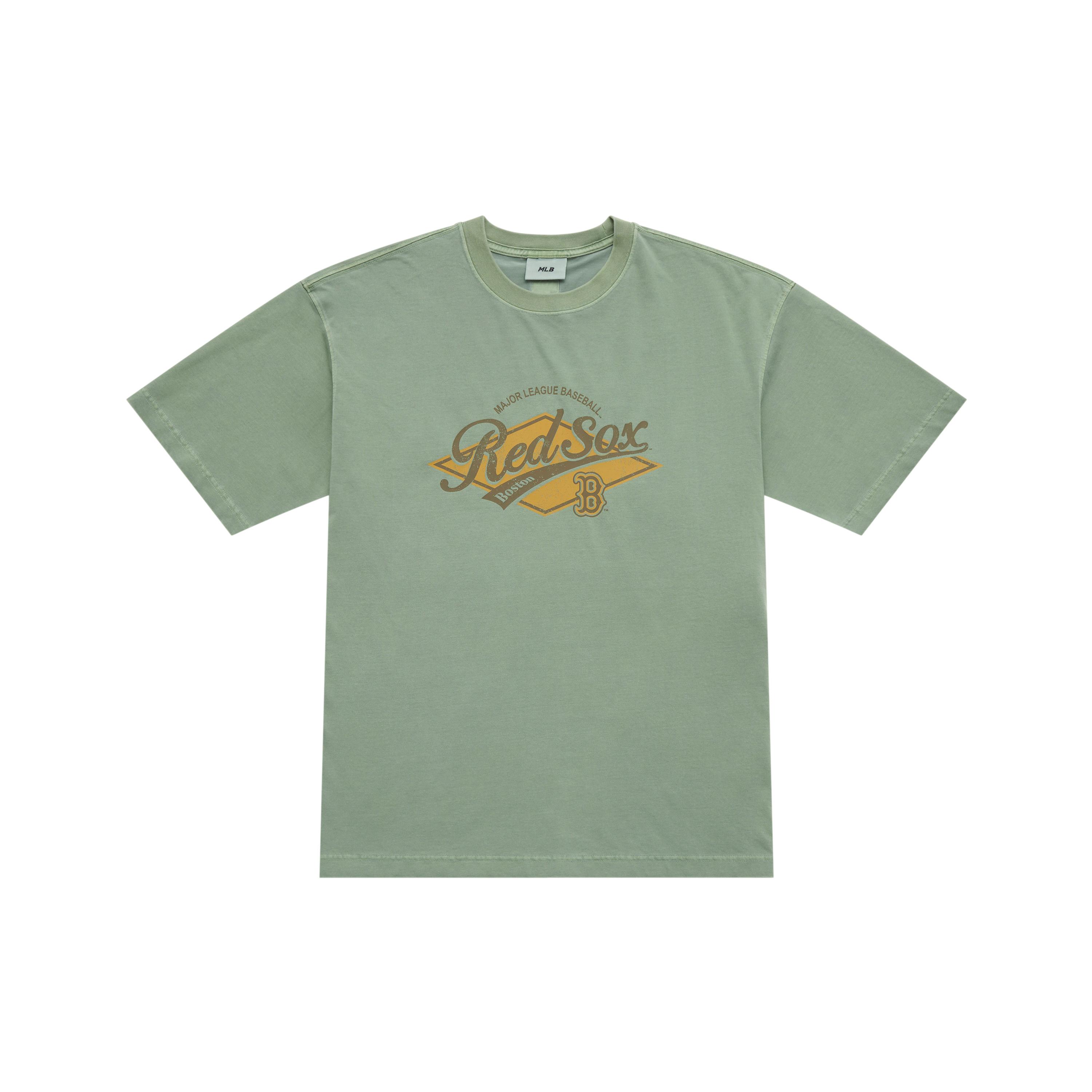

New MLB Preppy Style Collection Basic Boston Red Sox SS25 T Shirt Unisex Khaki 3ATSV0753-43KAP L