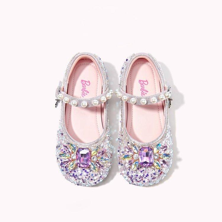 

Туфли из кожи для девочек-одноклассниц 2025 новая весна и осень мягкая подошва туфли принцессы Эльзы туфельки с кристаллами для маленькой девочки детская обувь для дочери 35 серебряный