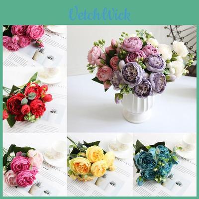 Lyxiga 30 cm Rosensilke Pion Konstgjorda Blommor Med 5 Huvuden För Heminredning