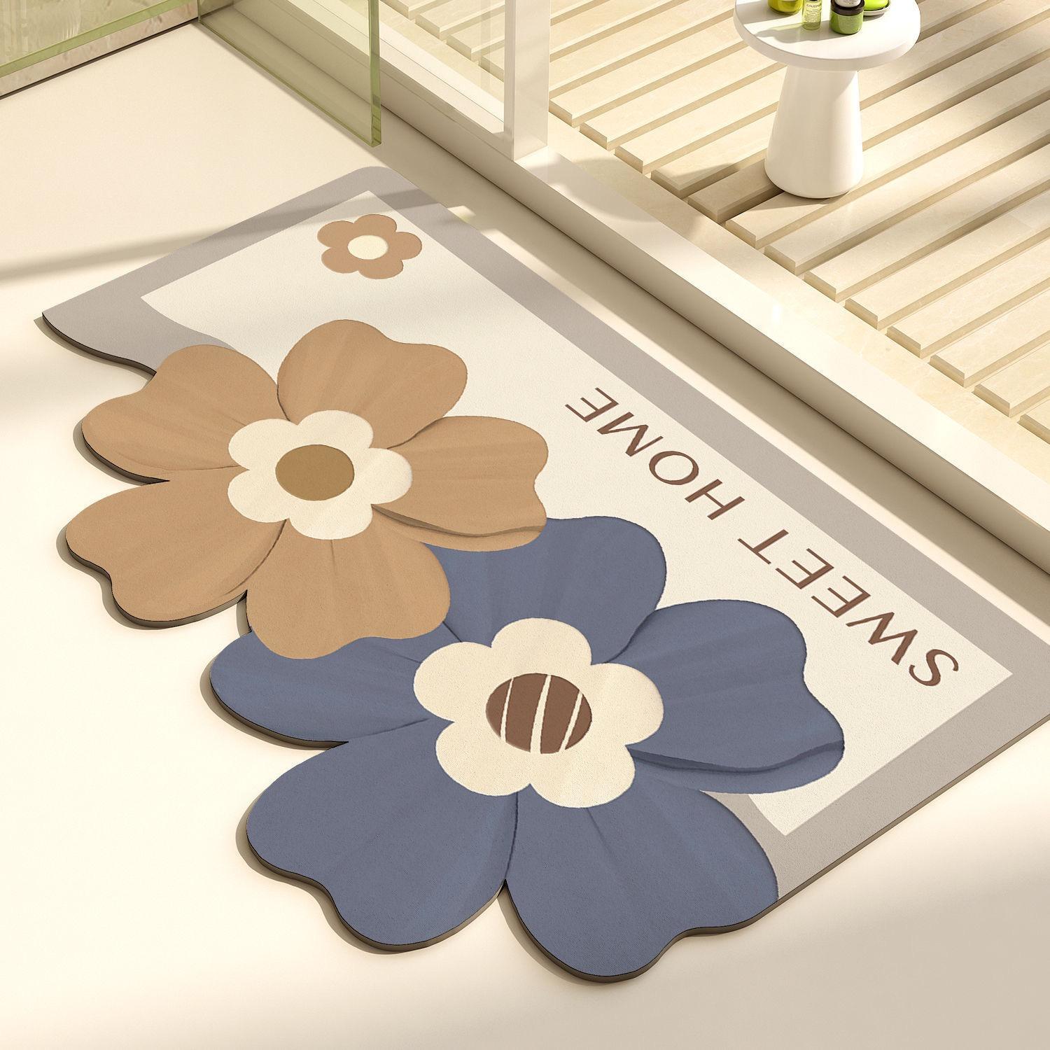 

1PC Simple Bathroom Diatom Mud Floor Mat Toilet Absorbent Non-Slip Mat Home Entry Door Carpet Entry Door Soft Floor Mat 40X60CM(1.3X1.98FT