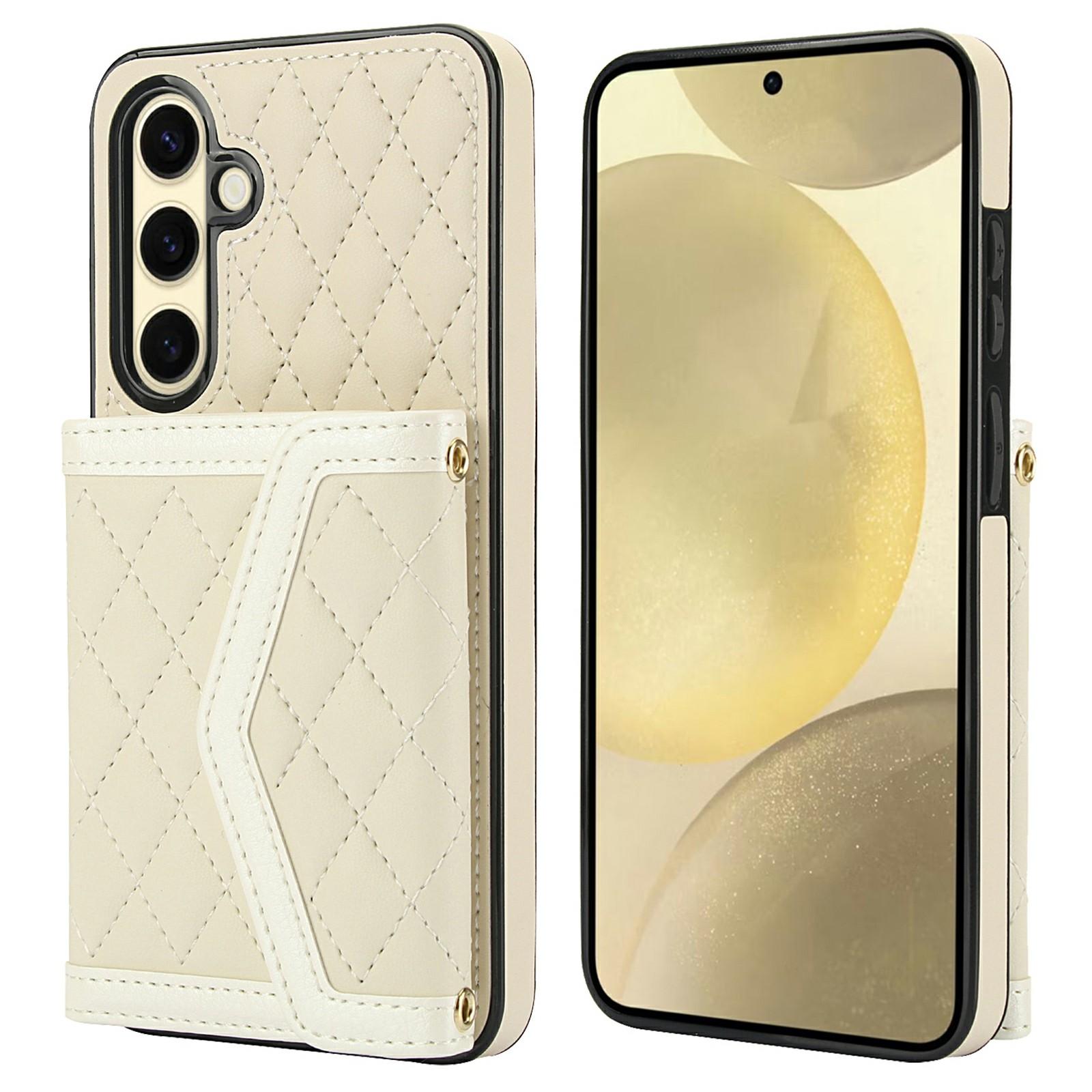 

Чехол для Samsung Galaxy S24+ с держателями для карт, блокировкой RFID, из ПУ-кожи + ТПУ, с ремешком A
