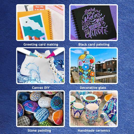 Kids Acrylic Markers Hard Tip Acrylic Paint Pens Quick Dry Ink Art Markers for Fabric Rock Painting Ceramic Glass Students Arts Crafts Supplies