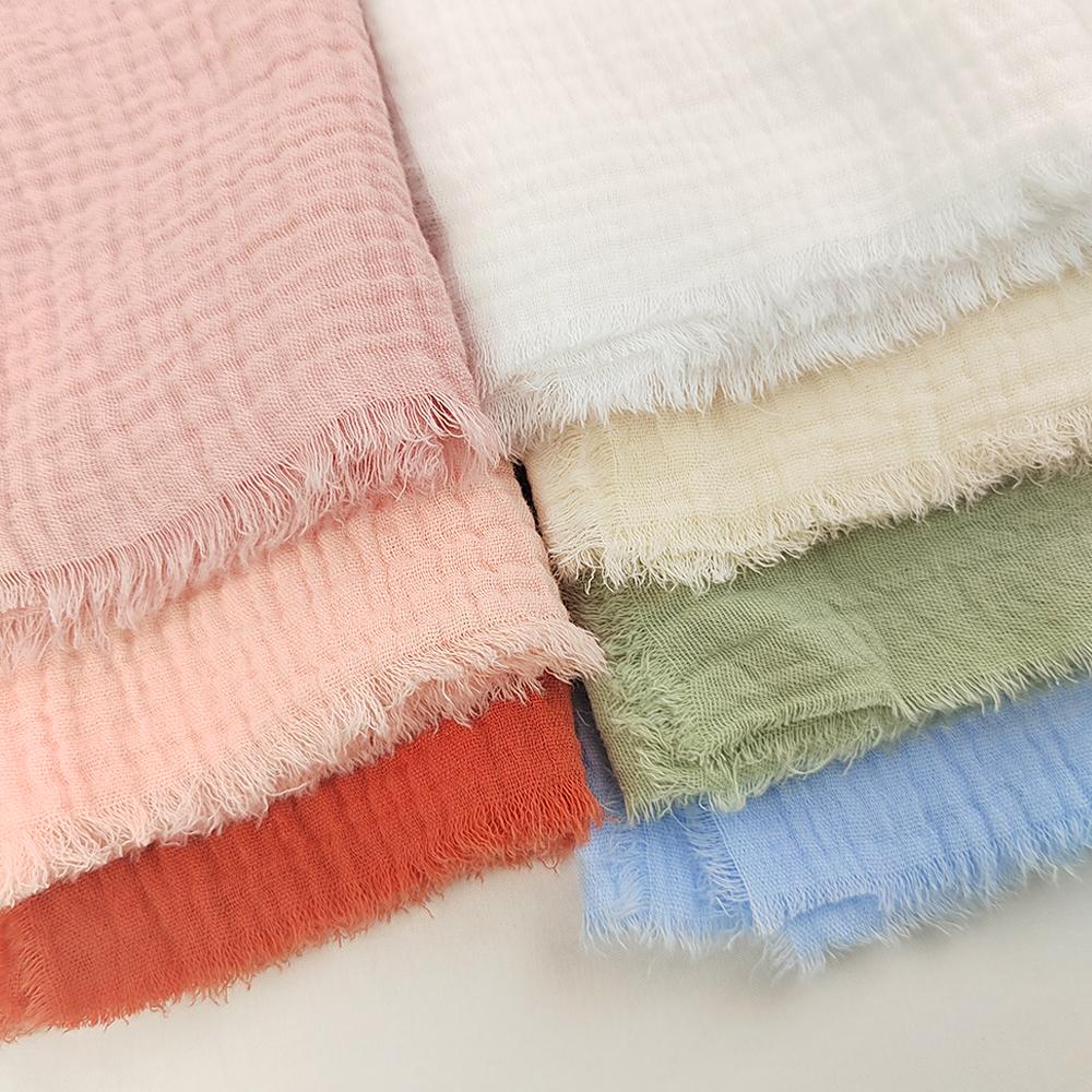 Set of 10 Gauze Cotton Napkins 42x42cm Tassels Two-layer Fold Tea Towel Village Serviette for Wedding Decoration Baby Show Party