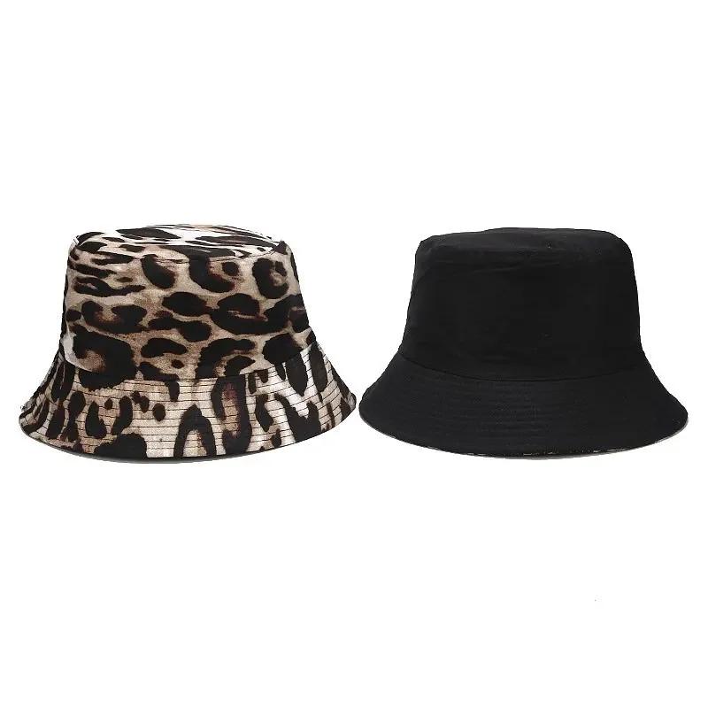 Spring and Summer Cotton Leopard Print Bucket Hat Fisherman Hat Outdoor Travel Sun Cap for Men and Women 87