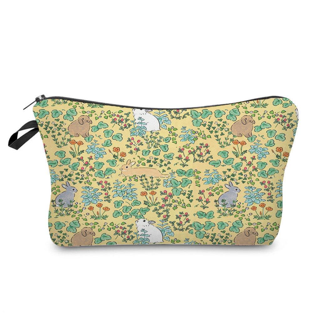 Women Rabbit Print Cosmetic Bag Toiletries Organize Travel Storage Case  6412 KTB