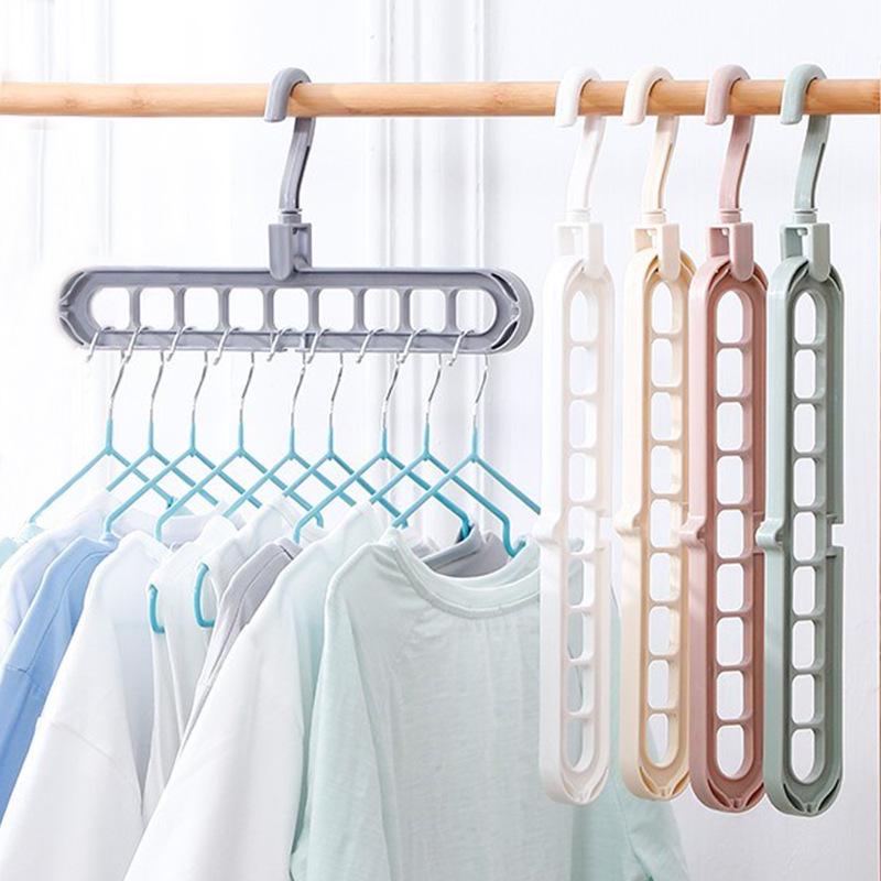 Magic Nine-Hole Anti-Slip Folding Hanger: Multi-functional Clothes Drying and Storage Solution