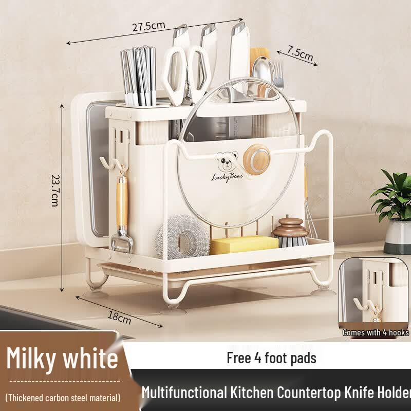 Multi-functional Countertop Wooden Knife & Utensil Rack