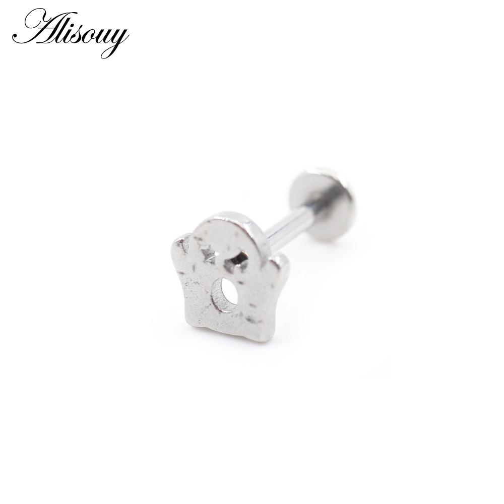 1PC Stainless Steel Halloween Pumpkin Bat Ghost Star Tragus Helix Labret Lip Rings Cartilage Ear Earring Piercing Body Jewelry