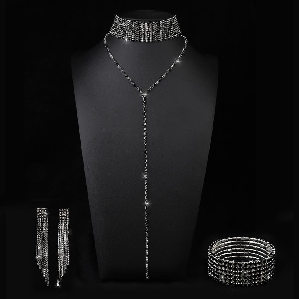 Geometric Alloy Choker Necklace With Rhinestone Embellishments For Fashion Women