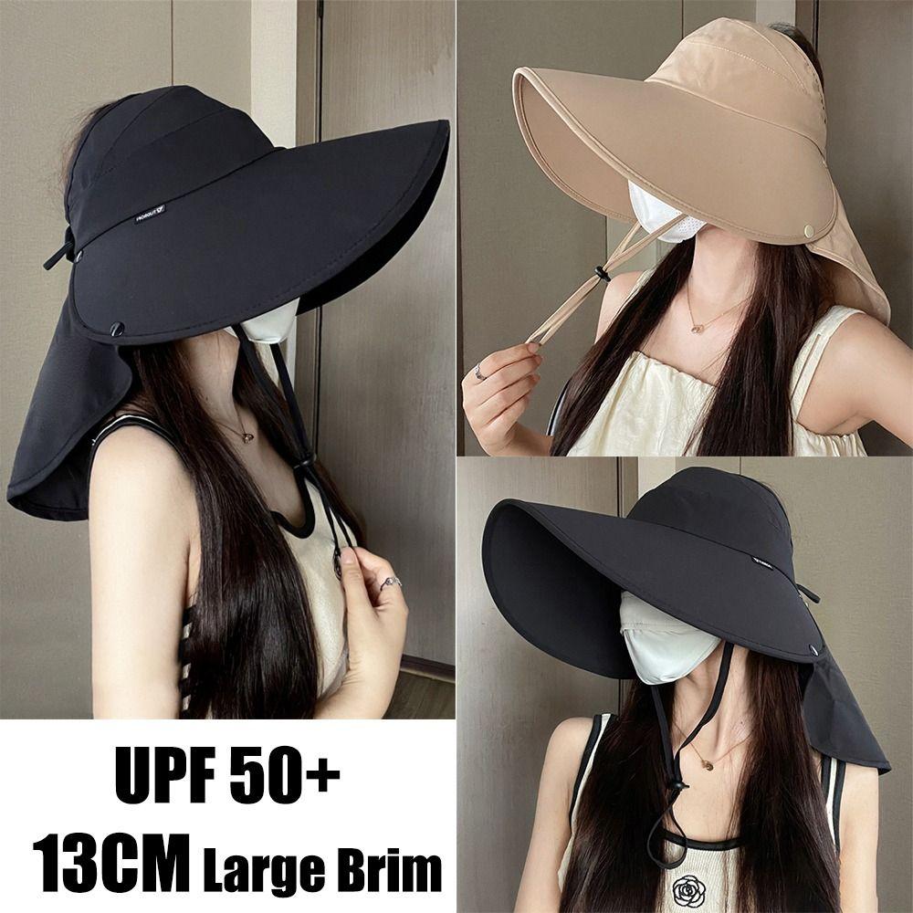 

13CM Large Brim Sun Hat full face Cover Sun Visor Sun Protection Summer Hat