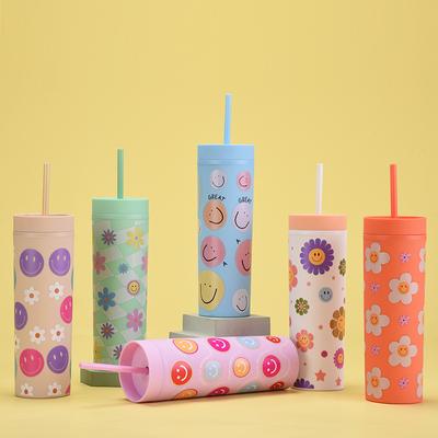 Kunststoff Gerade Tasse Kreatives Mode Muster Bedruckbare Strohbecher Einfacher Wasserbecher