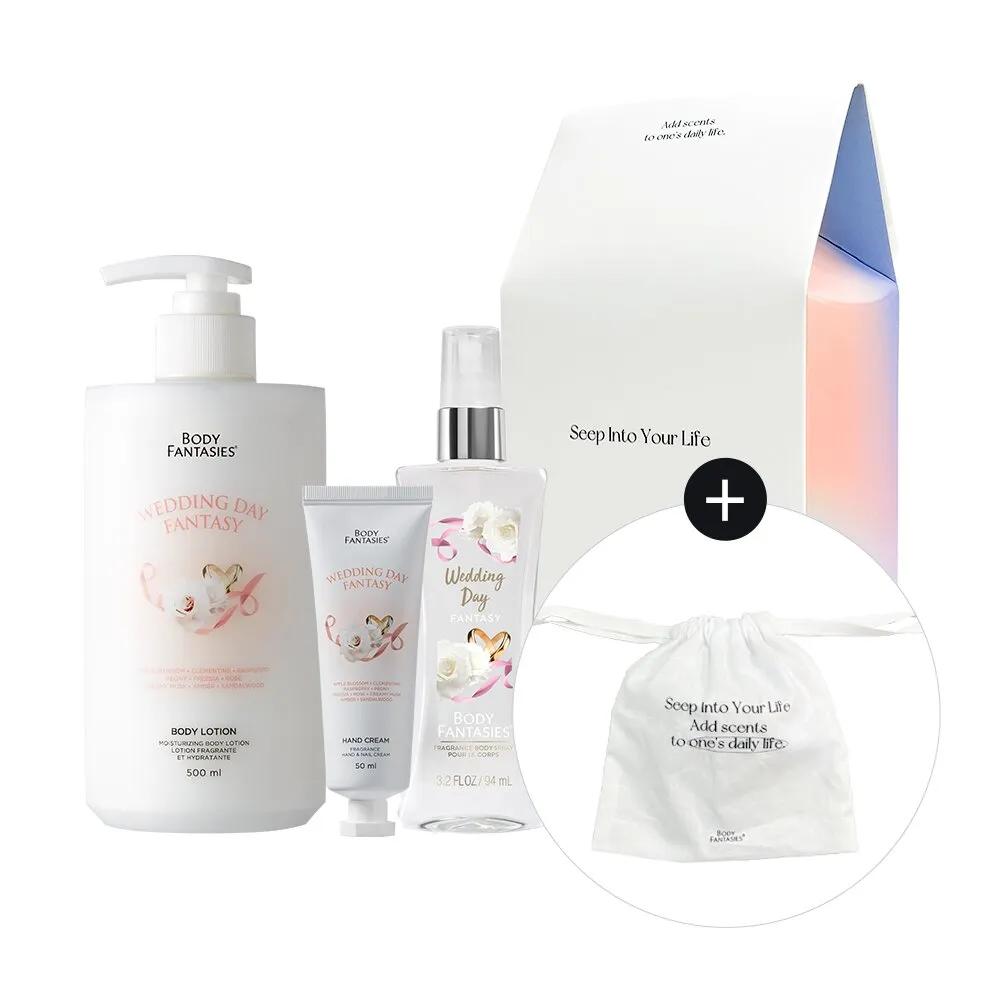 BODY FANTASIES Gift Set (Lotion 500mL+Hand Cream 50mL+Mist 94mL+Pouch_) White Musk #White Musk