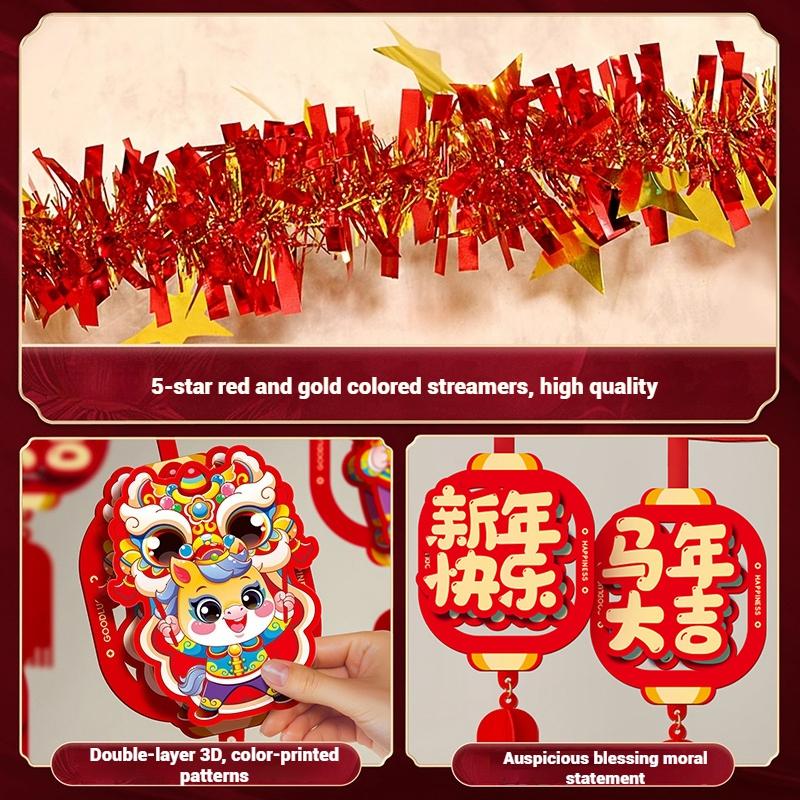 3D Chinese New Year Decoraitons 2026 Wall Hanging  Pendants  The Year of Horse Ornament   Spring Festival Home Decor