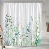 1pc Wildflower And Weed Shower Curtain with Natural Green Landscape, 70X70 Inch Polyester Shower Curtain, 12 Hooks.