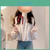Oversized T Shirt With Bowknot And Polka Dot Pattern For Spring Women Fashion