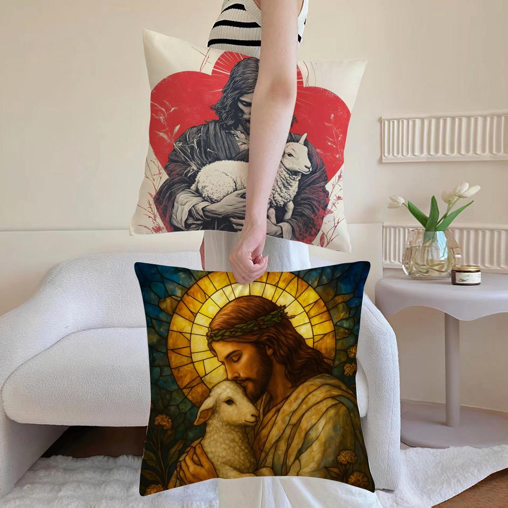 The Lamb Of God Cushion Cover Linen Cushion Cover Soft Decorative Case For Sofa Home Decor