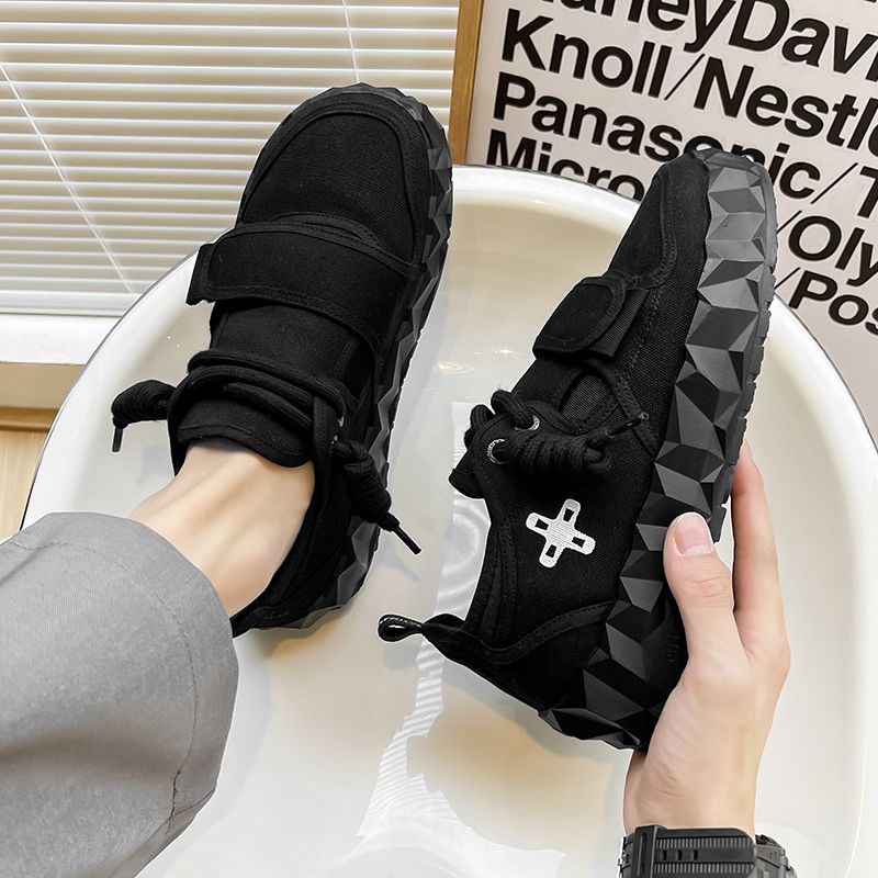 

Холщовая мужская обувь, весенне-осенние дышащие некрасивые милые повседневные туфли с защитой от запаха, мужские кроссовки All Metch 44 чёрный