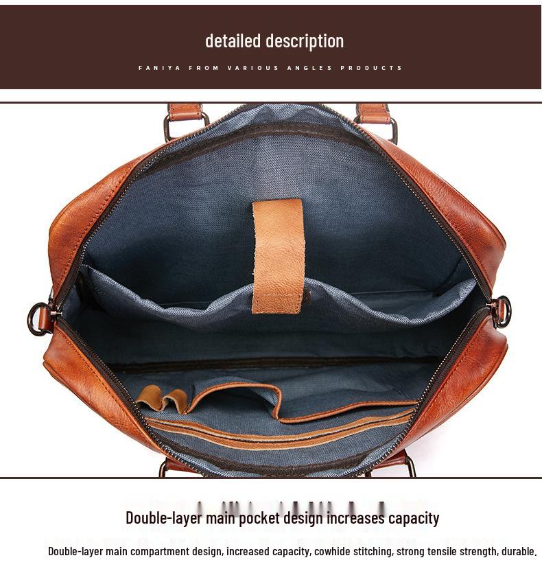 Genuine Leather Men's 15-Inch Crossbody Briefcase and Laptop Bag