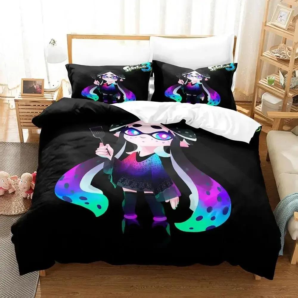 Kawaii Game Splatoon 3 Sleep Bedding Collection Single Size Twin Size Full Queen Dimension King Size Size Bed Collection Adult Kid Bedroom Duvet cover