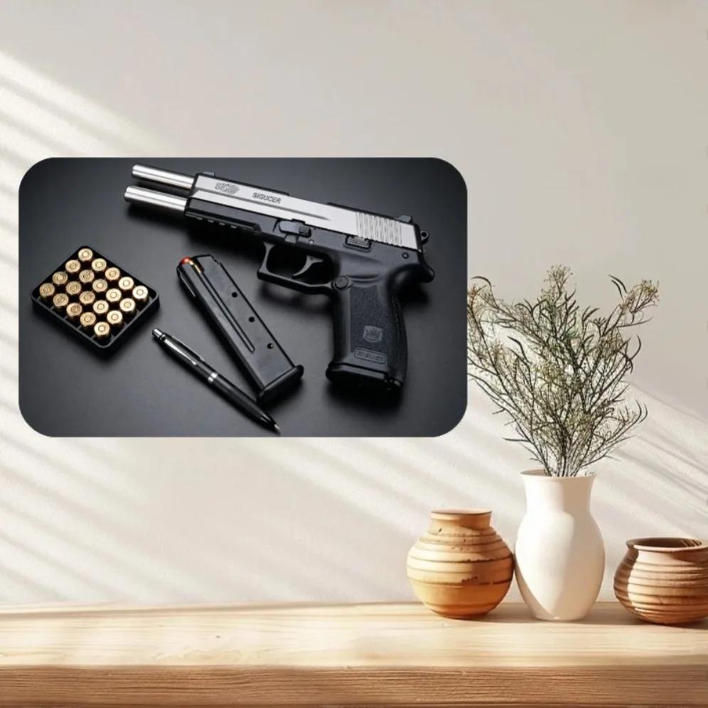 Taktische Pistolenmunition Metallschild Waffenliebhaber Wandkunst Man Cave Garagendekor