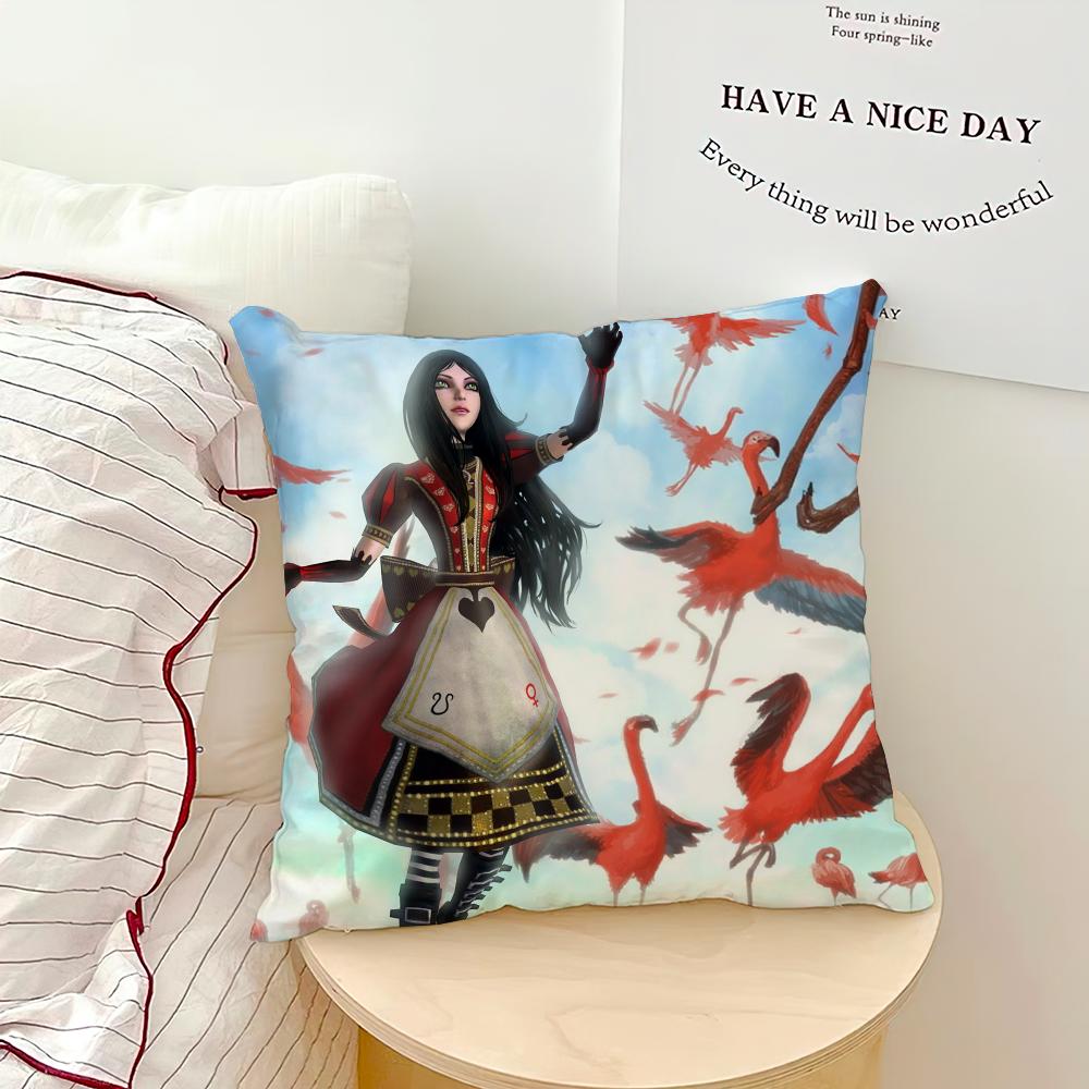 Classic Game A-Alice Madness Returns Pillow Case Sofa Living Room Bedroom Headboard Backrest Cushion Square Cushion Nap Time