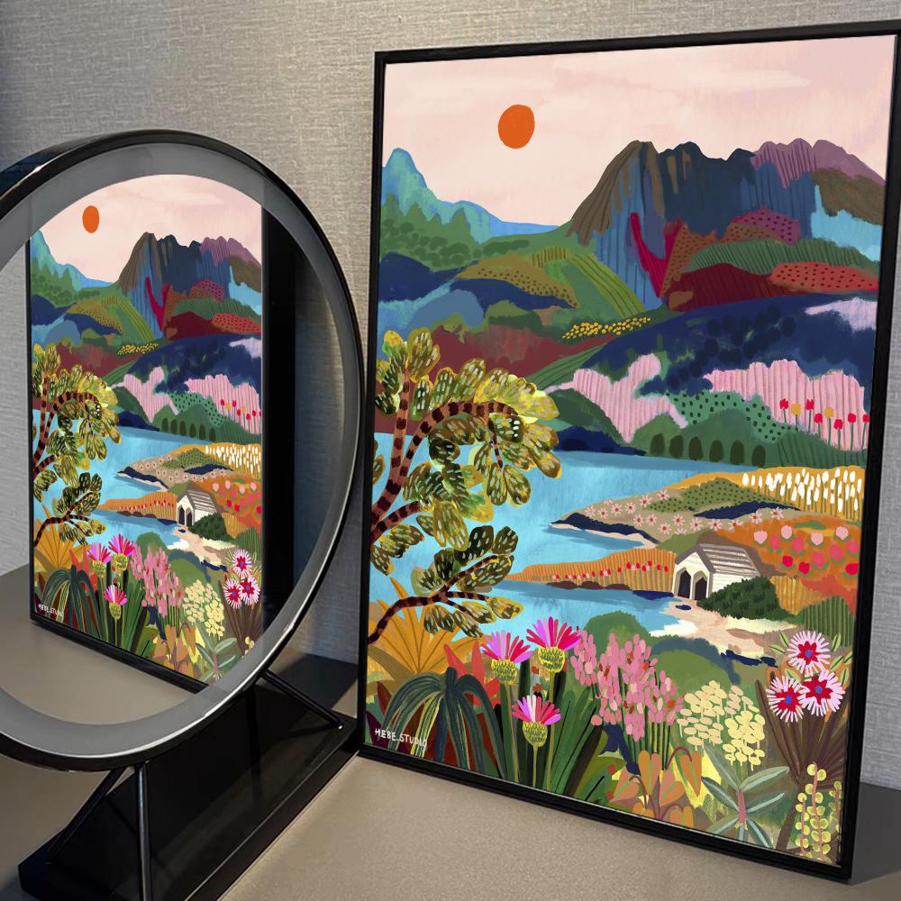 Neuseeland Blue Pools See Reise Gut Poster Kraftpapier Drucke Vintage Zuhause Zimmer Café Bar Kunst Wanddeko Ästhetisches Gemälde