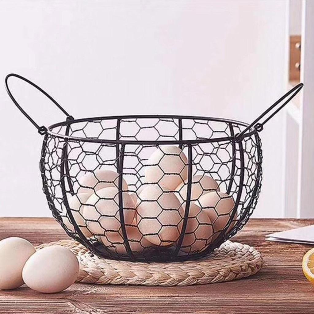Egg Storage Basket Iron Basket Potato Garlic Container Kitchen Storage Metal Wire Egg Basket Farm Chicken Cover Egg Holder