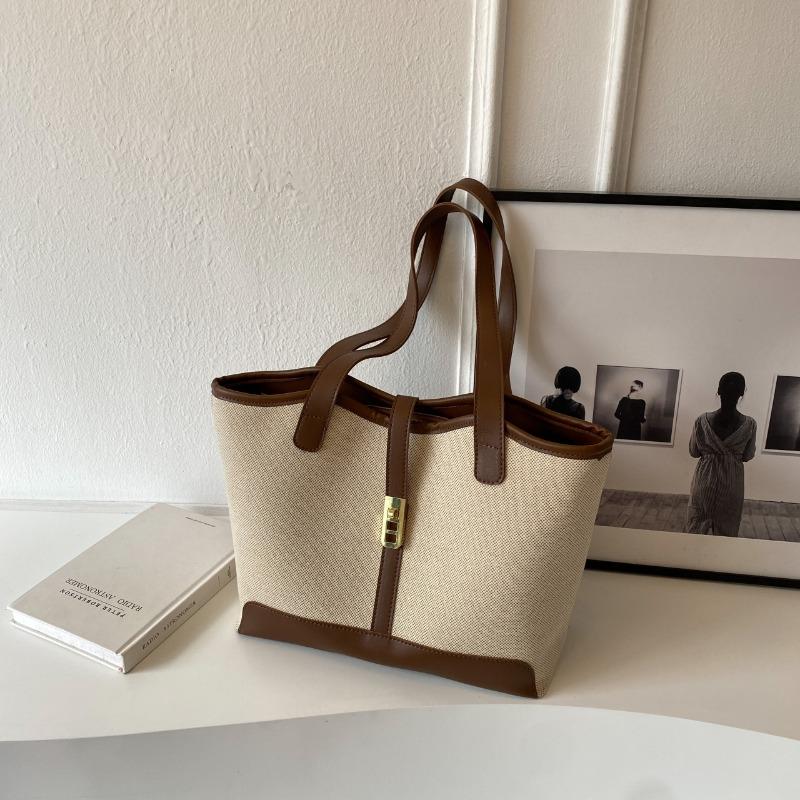 

Холщовая сумка большой вместимости, новая модная контрастная расцветка, популярная наплечная сумка, повседневная универсальная сумка-мессенджер коричневый