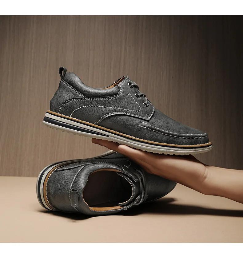 Herren Echtleder Freizeit-Schuhe Mode Business Freizeit-Schuhe Schnür-Loafer