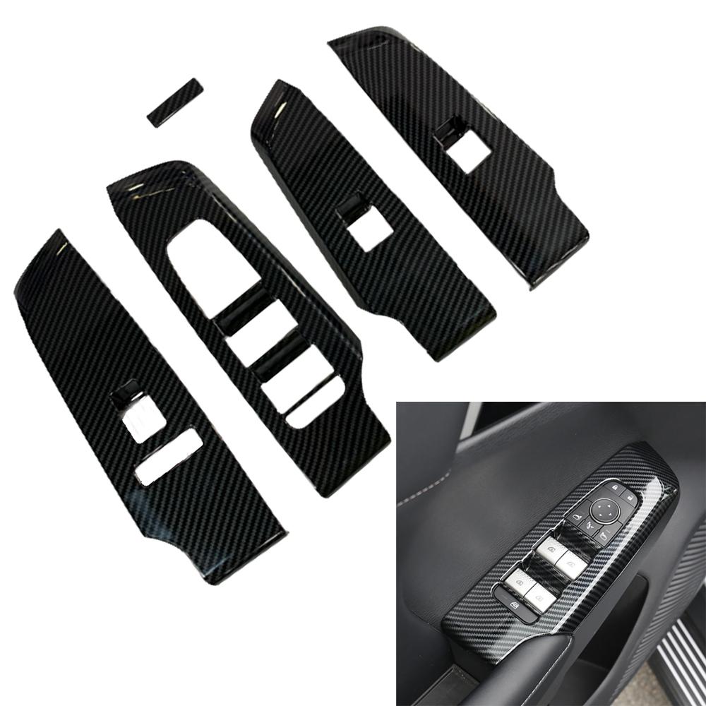 4pcs Window Lift Switch Button Cover Trim Window Switch Bezel Trim for Mitsubishi Outlander 2024-2024 ABS Carbon Fiber