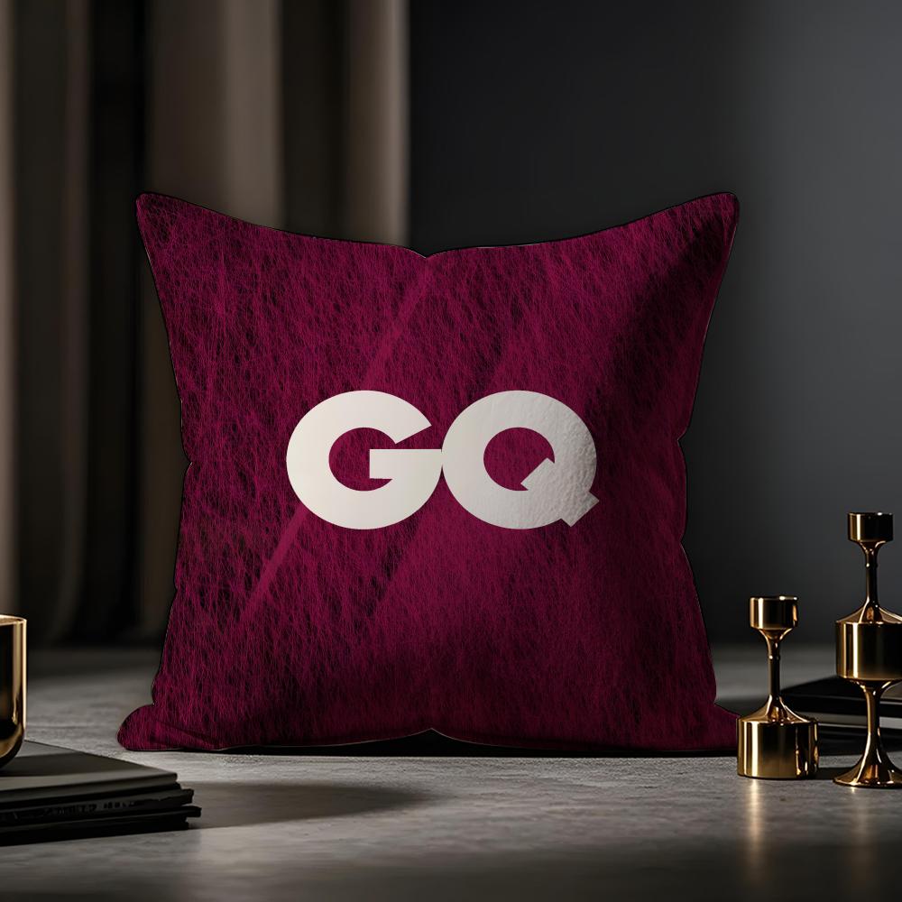 GQ Magazine Cushion Cover Anti-dustmite Pillowcase Invisible Zipper Silky Short Plush Sofa Cushion Cover