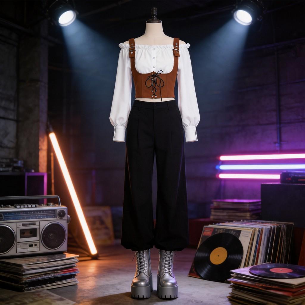 Polyester Velvet Vest With Ears Border Long Sleeve For Halloween Cosplay And Fantasy Role Play