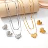 Titanium Steel Heart Necklace & Earring Set for Women - Elegant, Versatile Clavicle Chain Jewelry.
