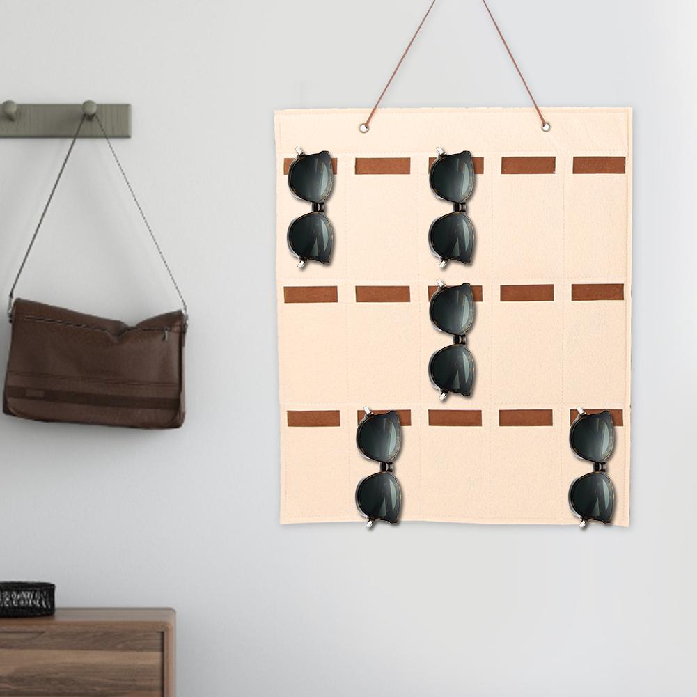 15 Fächer Haushalt Filz Sonnenbrillen Organizer Aufbewahrungstasche Brillenbehälter Wandhängetasche