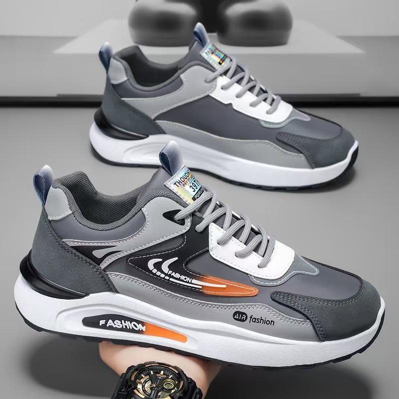 2024 Herrenmode, lässige Leder-Sneaker mit dicker Sohle - Laufschuhe im koreanischen Stil für Studenten