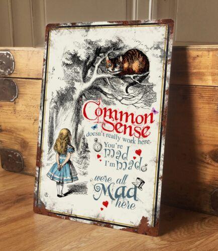 Alice in Wonderland Metal Sign Plaque Common Sense 200mm x 305mm aluminum 20x30cm