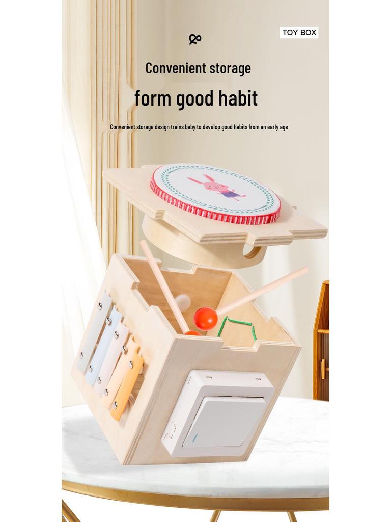 Wooden Multifunctional Musical Box: Educational Toy for Early Childhood (0-3 Years) with Percussion Drum
