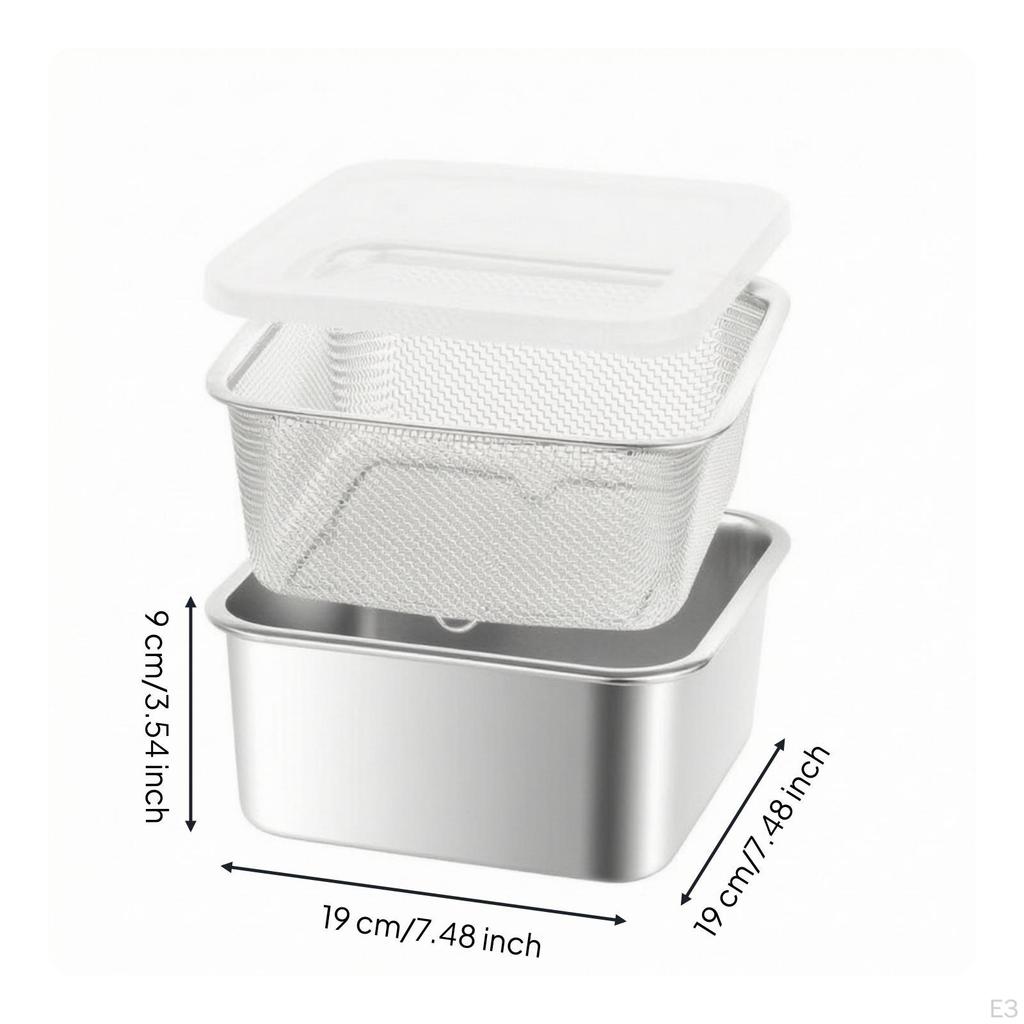 Draining Basket with Lid Stainless Steel Fruit and Vegetable Rinse