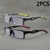 2PCS Sport Style Reading Glasses Anti Blue Light Rectangular PC Frame Non Prescription Eyewear for Men Women