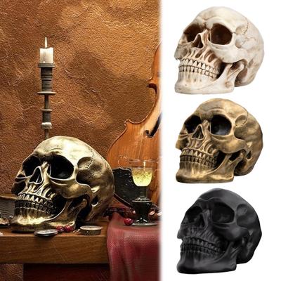 Schädel Ornament Realistische Details Kunstharz Gefertigt Desktop Schädel Statue Halloween Büro Zuhause Schreibtisch Zubehör