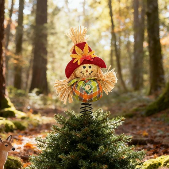 Thanksgiving Scarecrow Miniature Fall Scarecrow Tree Topper 8 Inches Miniature Harvest Autumn Ornaments for Farmhouse Home Party Supplies