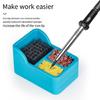 Solder Waste Management Box 3In1 Soldering Tip Cleaner Tin Dross Collection Box Copper Wire Steel Brush Silicone Holder