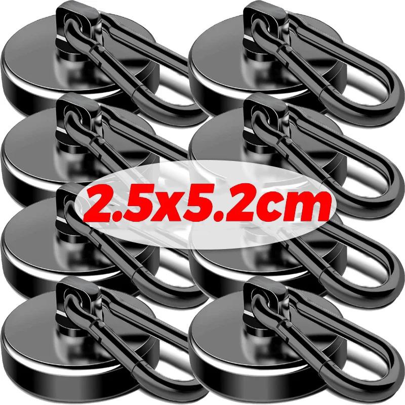 1/6Pcs Strong Magnetic Hooks with Swivel Carabiner Hook for Hanging Toolbox Grill Cabins Kitchen Refrigerator Hanger Supplies