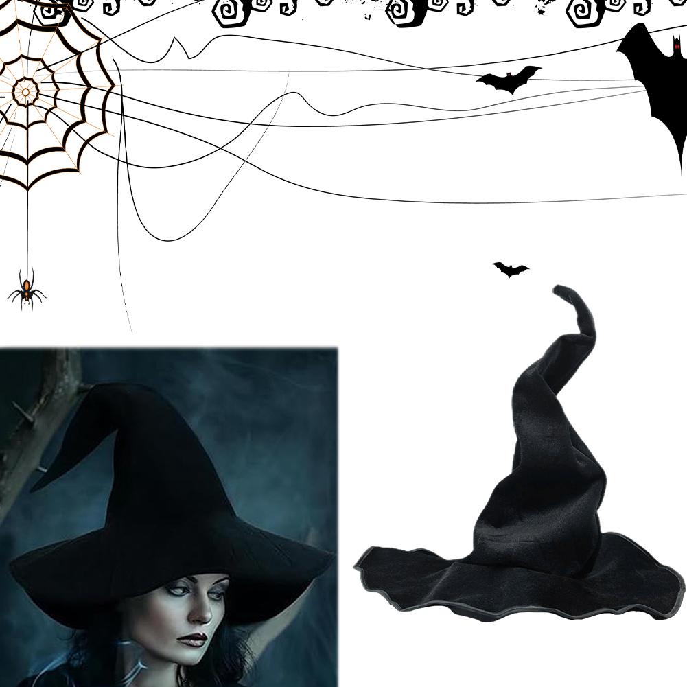 Halloween Hexenhut Geraffter Hexenhut Verstellbare Cosplay Spitze Kappe für Halloween Party Kostümzubehör