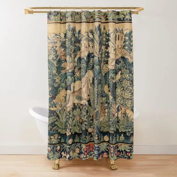 Animali del Bosco Fagiano e Volpe Tenda da Doccia Blu Verde Floreale Lepri Verdeggiante Tenda da Doccia per Bagno con 12 Ganci