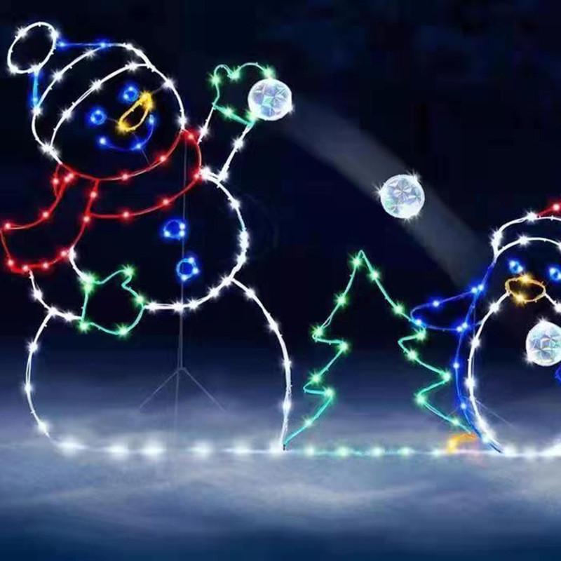Christmas Snowman Metal Garden Decor With Lights For Holiday Festivities