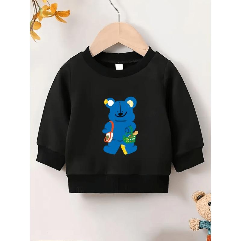 European Sizes Cute Bear Print Sweatshirt for Kids Aged 0-3, Perfect with Long Sleeves And a Round Neck