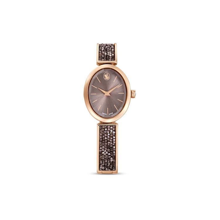 Swarovski Women's Brown Crystal Rock Oval Series Watch Quartz Movement Metal Strap Dial 50M Water Resistant Watches 5656857